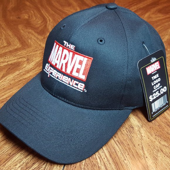 MARVEL LOGO BLACK CAP - Adjustable Size Hat - Picture 1 of 9